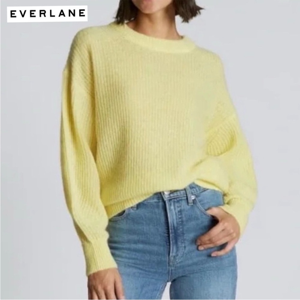 Everlane Womens Sweater The Cocoon Crew in Alpaca Minimalist Basic Yellow S